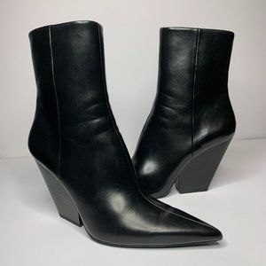 Zara Black Pointed Toe Heeled Ankle Boot